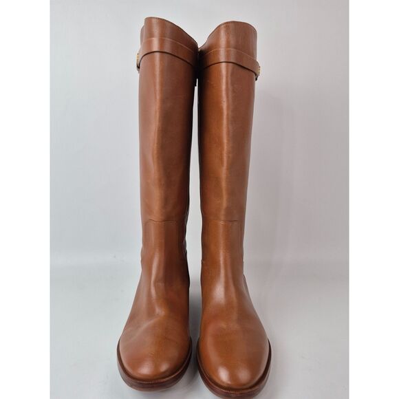 Tory Burch Women's Sierra Tan Cognac Everly Strap Riding Boots Leather Size 11 W - Picture 4 of 7